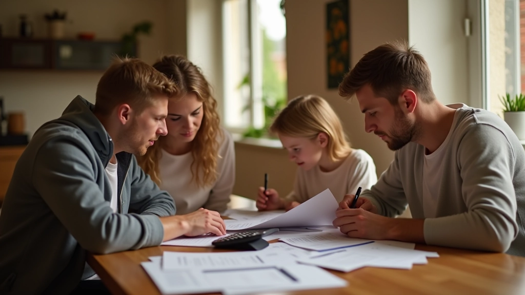 Famille examinant un budget ensemble